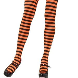 Leg Avenue Nylon Striped Tights Black/Orange